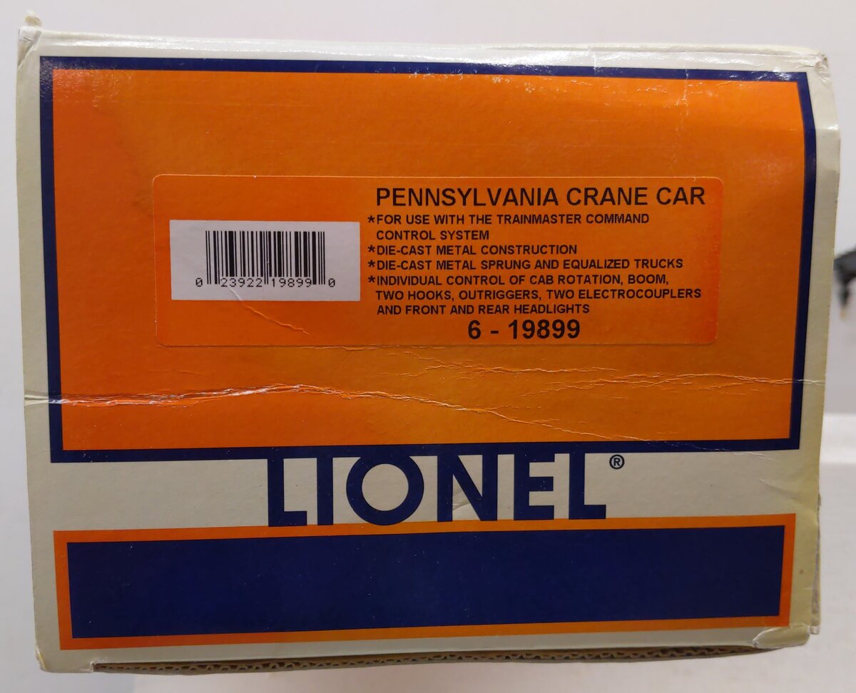 Lionel 6-19899 O Gauge Pennsylvania Railroad TMCC Operating Crane Car #490900 EX/Box