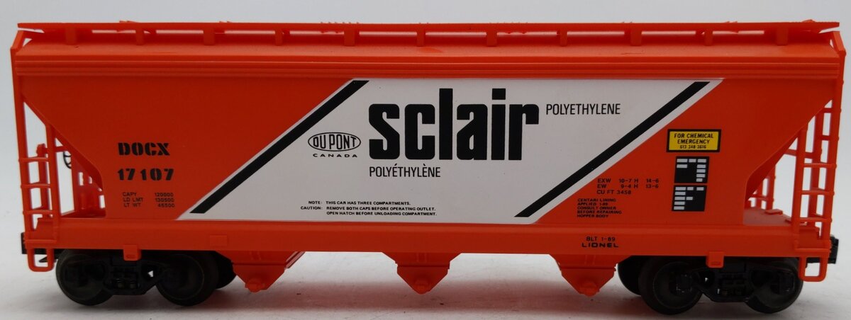 Lionel 6-17107 O Gauge Sclair 3-Bay Covered Hopper EX