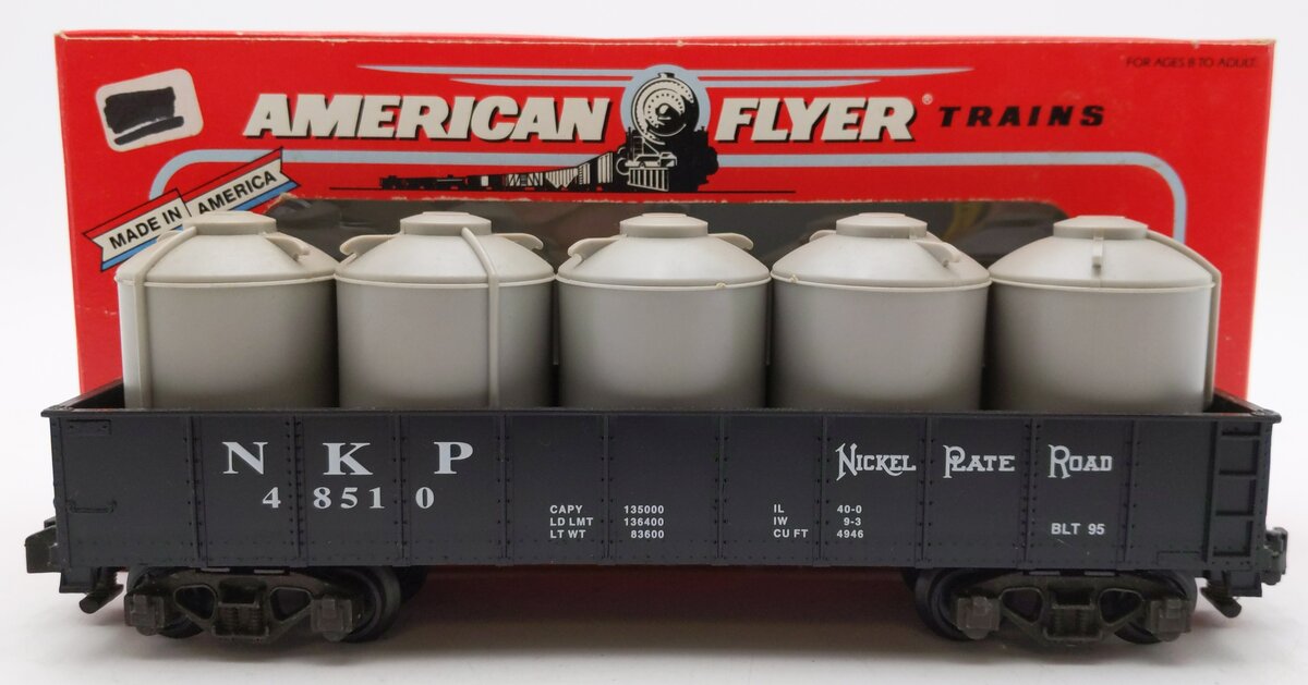 American Flyer 6-48510 S Scale Nickel Plate Road Gondola with Canisters #48510 EX/Box