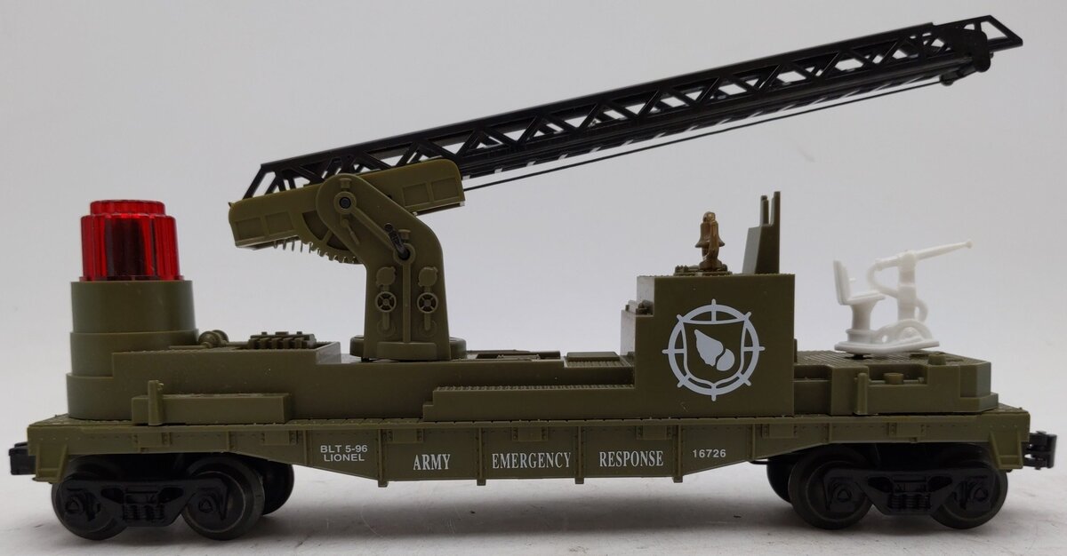 Lionel 6-16726 O Gauge Army Fire Ladder Car EX