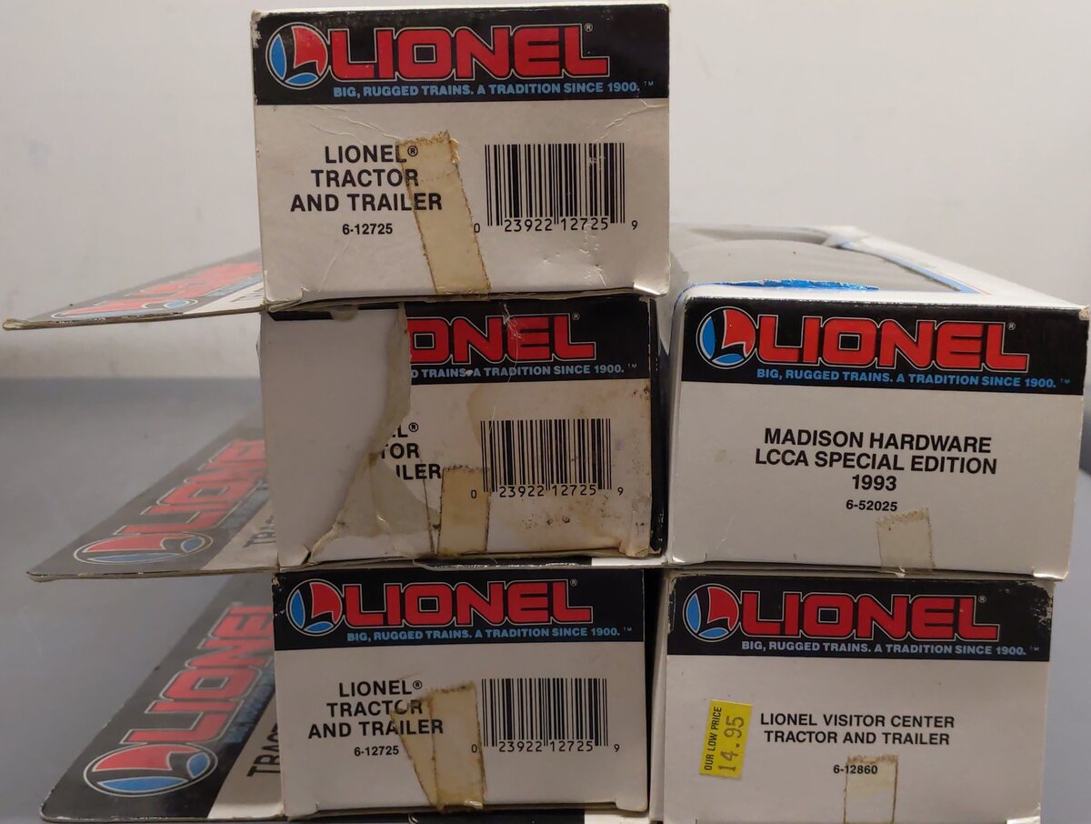 Lionel O Gauge Assorted Tractor and Trailers: 12725, 12860, 52025 [5] LN/Box