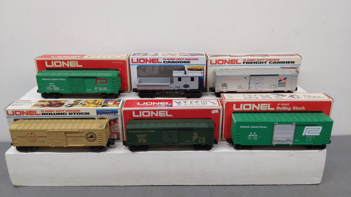Lionel O Assorted Freight Cars 6-6916, 6-9603, 6-9749, 6-5705, 6-9405, 6-9742[6] EX/Box