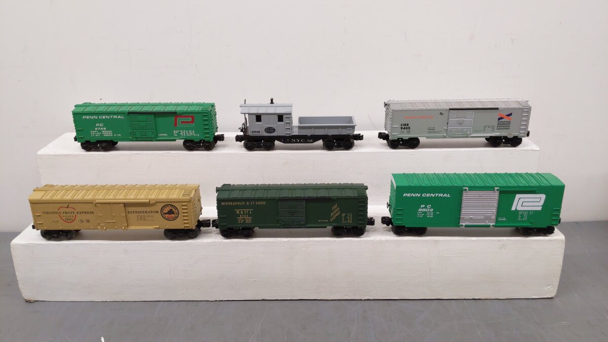 Lionel O Assorted Freight Cars 6-6916, 6-9603, 6-9749, 6-5705, 6-9405, 6-9742[6] EX/Box