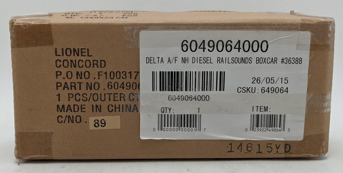 American Flyer 6-49064 S New Haven Diesel RailSounds Boxcar #36388 MT/Box