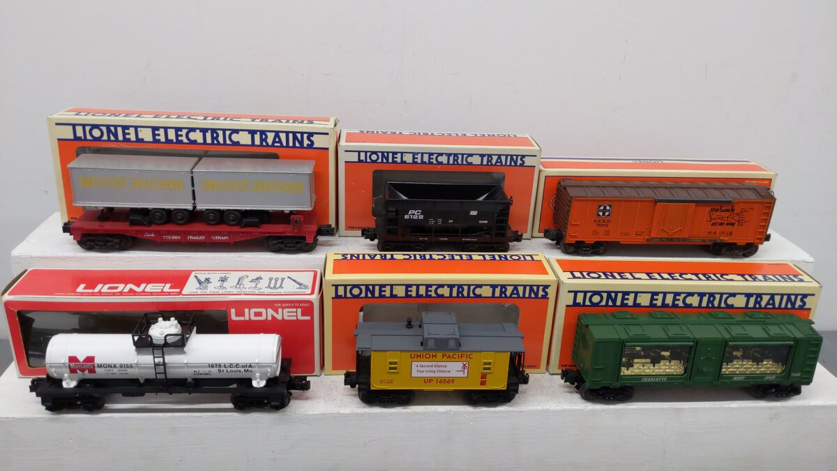 Lionel O Assorted Freight Cars 6-19419, 6-19404, 6-9155, 6-19282, 6-16581[6] EX/Box