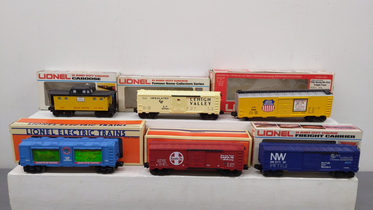 Lionel O Assorted Freight Cars 6-9168, 6-16750, 6-9808, 6-29213, 6-9788 [6] VG/Box