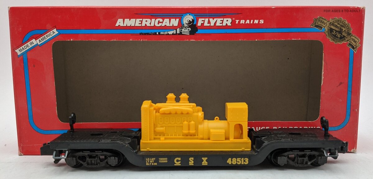 American Flyer 6-48513 S Gauge CSX Flatcar w/ Generator EX/Box