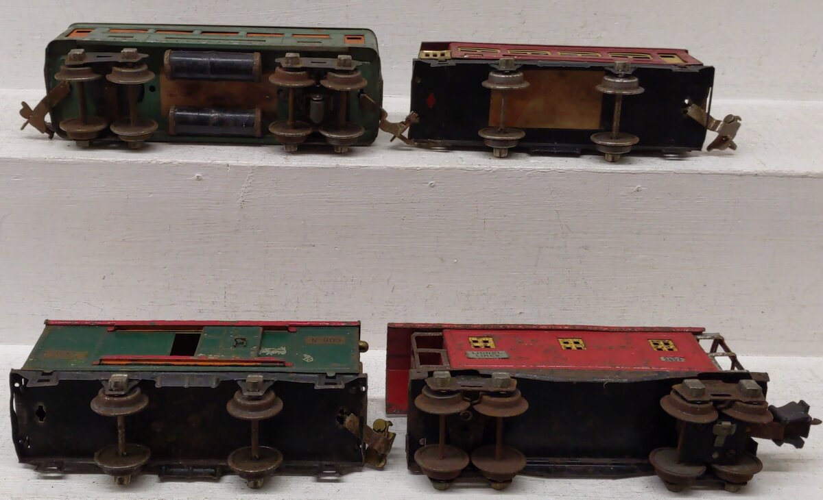 Lionel Prewar O Tinplate Assorted Cars 805, 2657, 630, 607 [4]