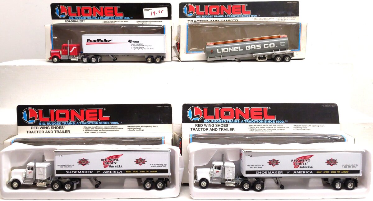 Lionel O Gauge Assorted Tractor and Trailer Trucks: 12739, 12833, 12923 [4] EX/Box
