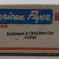 American Flyer 4-9702 S Gauge Baltimore & Ohio Sentinel Boxcar #9702 EX/Box