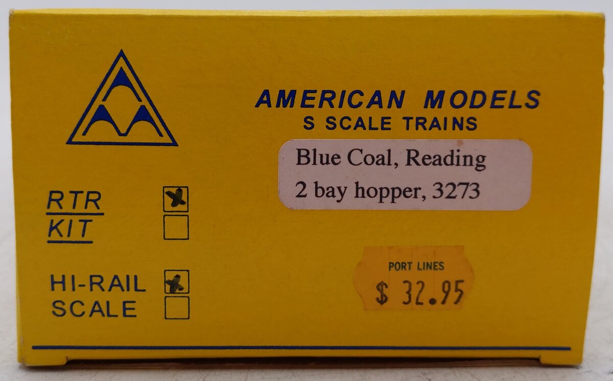 American Models 3273 S Reading Blue Coal 2-Bay Hopper #109840 EX/Box