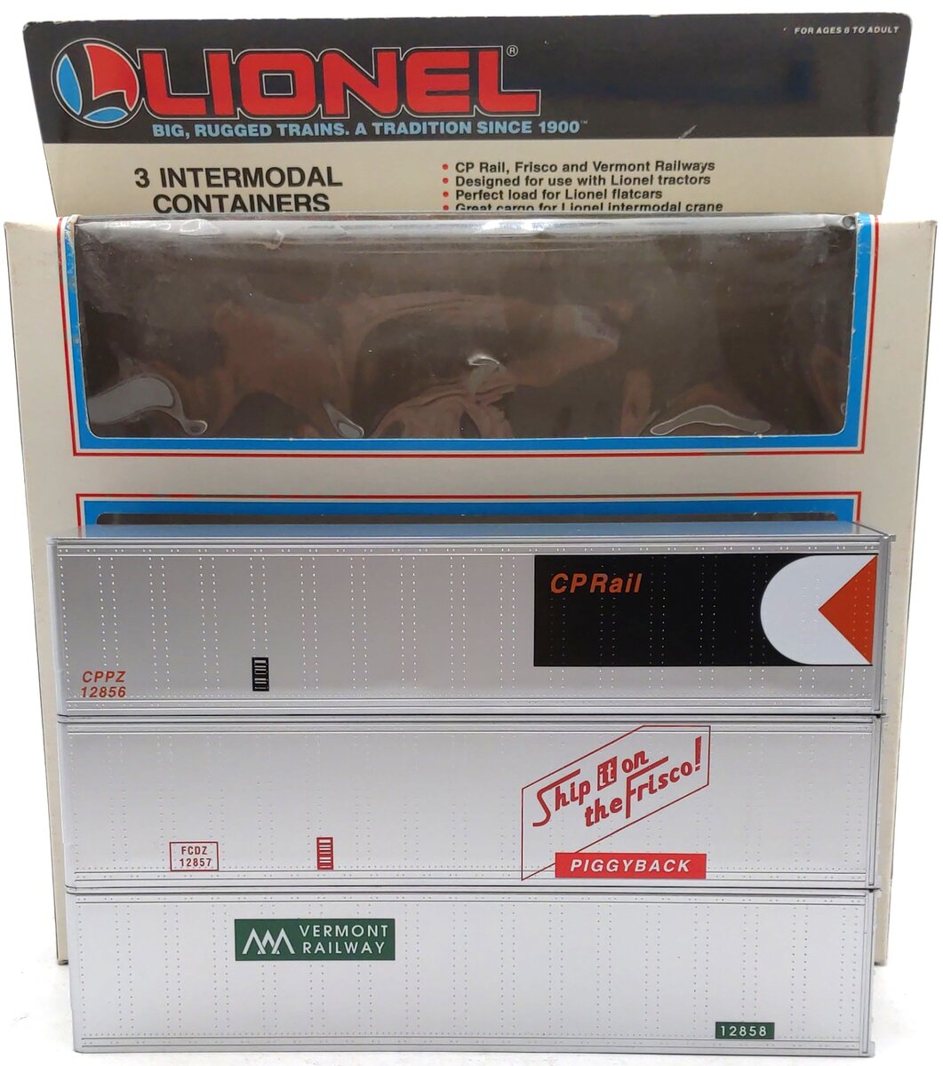 Lionel 6-12855 O / O27 Gauge Intermodal Containers (Set of 3) LN/Box