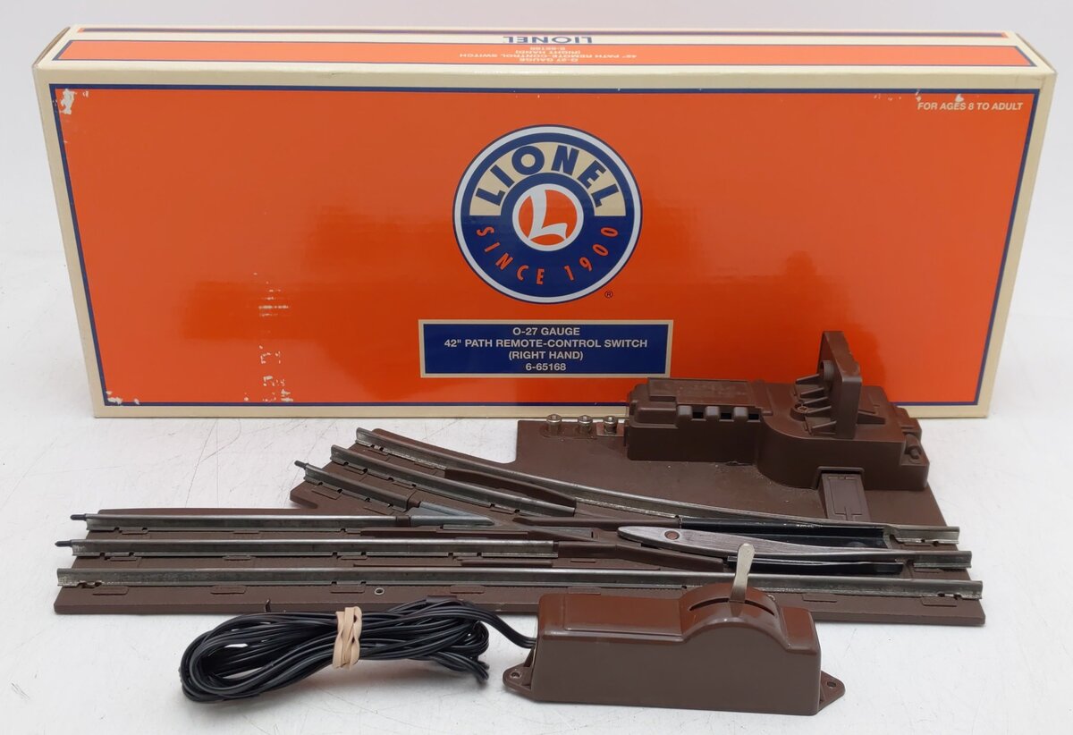 Lionel 6-65168 O27 42" Right Hand Remote Control Switch Turnout VG/Box