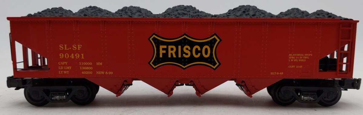 K-Line K623-2051 O Gauge Frisco Die-Cast 4-Bay Hopper #90491 with Coal Load EX