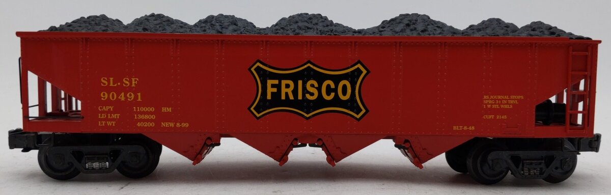 K-Line K623-2051 O Gauge Frisco Die-Cast 4-Bay Hopper #90491 with Coal Load EX