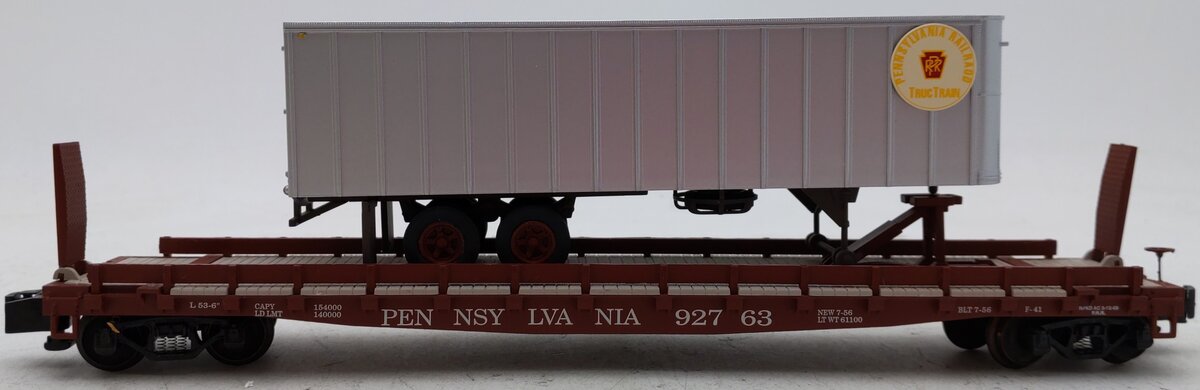 S-Helper 00306-9 S Scale Pennsylvania Railroad Flatcar w/ PRR Trailer #92763 EX/Box