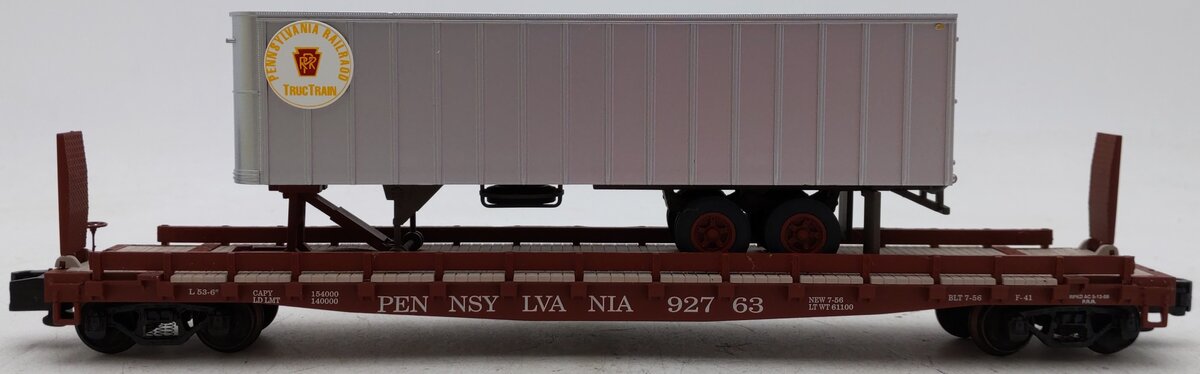S-Helper 00306-9 S Scale Pennsylvania Railroad Flatcar w/ PRR Trailer #92763 EX/Box