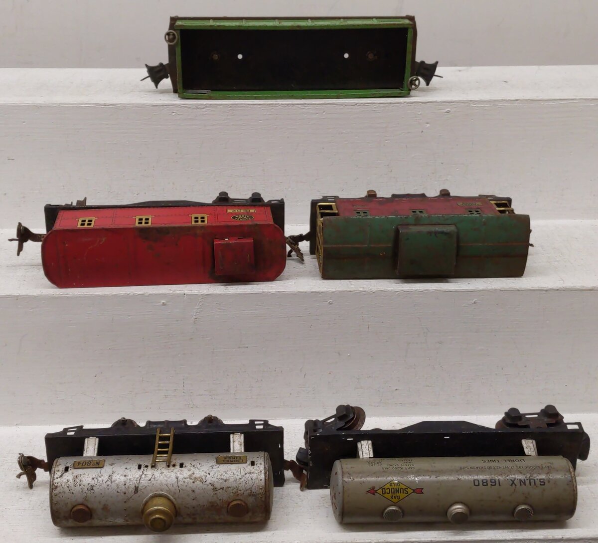 Lionel Prewar O Tinplate Assorted Freight Cars 804, 1680, 807, 1682, 2812 [5]