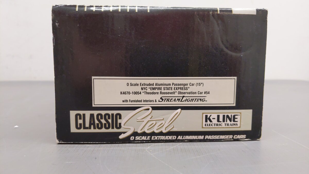 K-Line K4670-10054 O Gauge NYC "Theodore Roosevelt" 15" Aluminum Passenger Car EX/Box