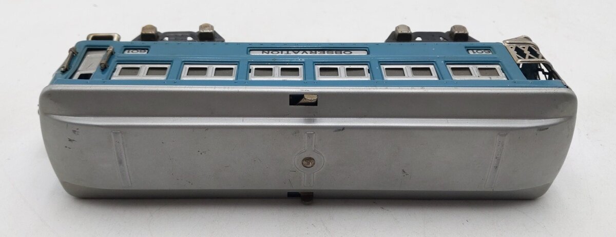 Lionel 601 Vintage O Prewar Blue Tinplate Pullman Observation Passenger Car VG