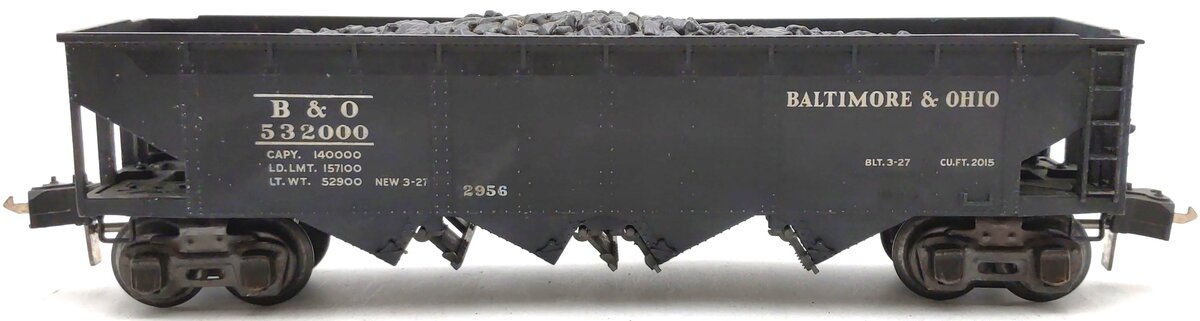 Lionel 2956 Vintage O Prewar Baltimore & Ohio Semi-Scale Die-Cast 4-Bay Hopper VG