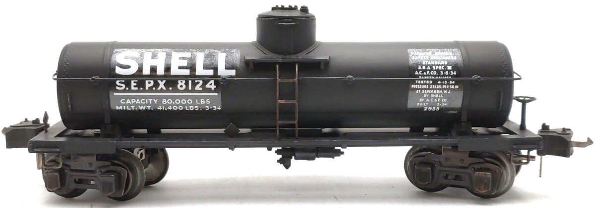 Lionel 2955 Vintage O Gauge Prewar Shell Die-Cast Single Dome Tank Car #8124