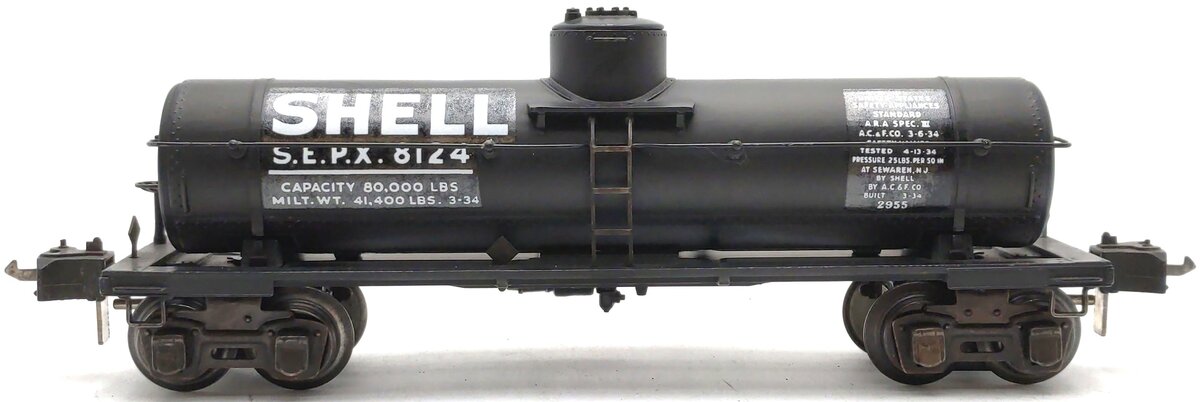 Lionel 2955 Vintage O Gauge Prewar Shell Die-Cast Single Dome Tank Car #8124