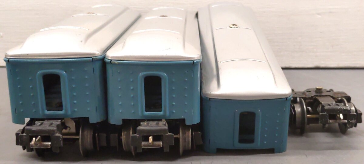 Lionel 2630S Vintage O Prewar Tinplate Blue/Silver Passenger Cars (Set of 3) VG