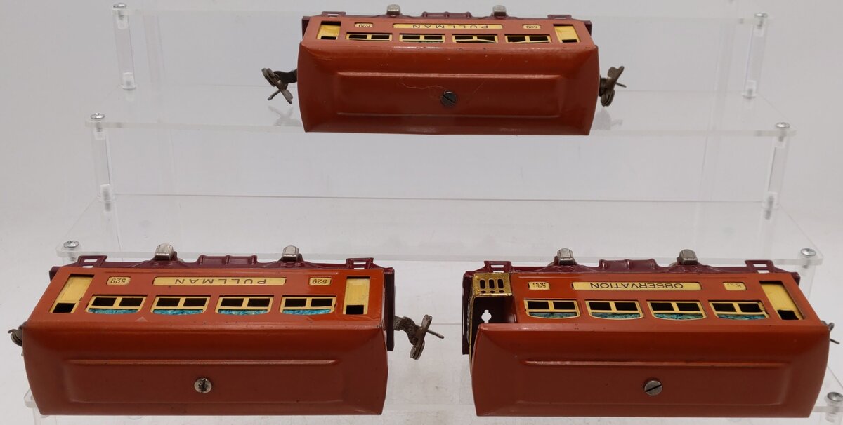 Lionel 529S Vintage O Prewar Terra Cotta Passenger Car Set: 529, 529, 530 (3)