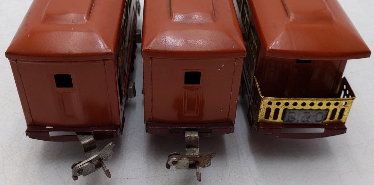Lionel 529S Vintage O Prewar Terra Cotta Passenger Car Set: 529, 529, 530 (3)