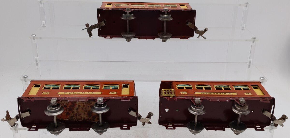 Lionel 529S Vintage O Prewar Terra Cotta Passenger Car Set: 529, 529, 530 (3)