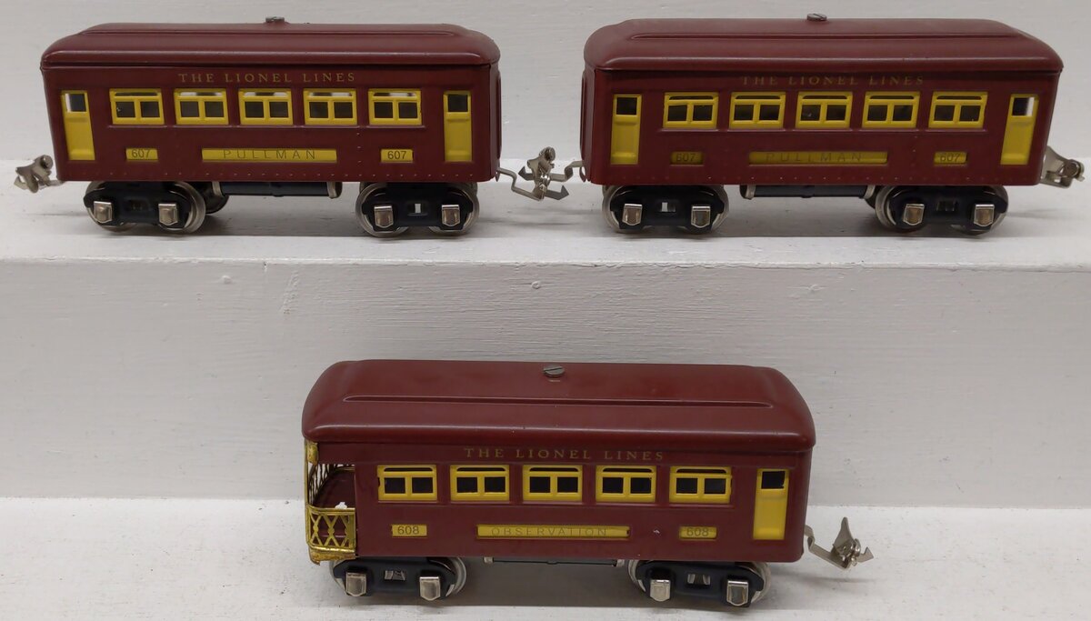 Lionel 607/608 Vintage O Lionel Lines Tinplate Pullman & Observation Cars [3]