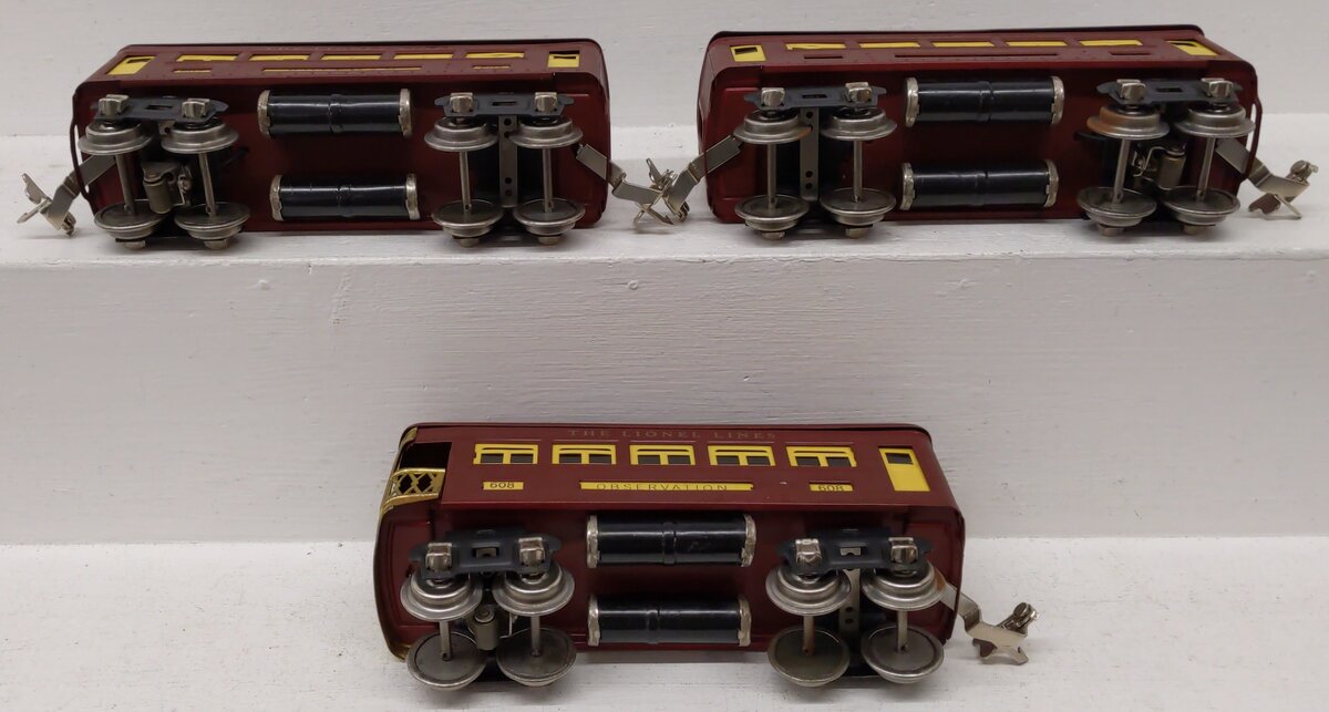 Lionel 607/608 Vintage O Lionel Lines Tinplate Pullman & Observation Cars [3]