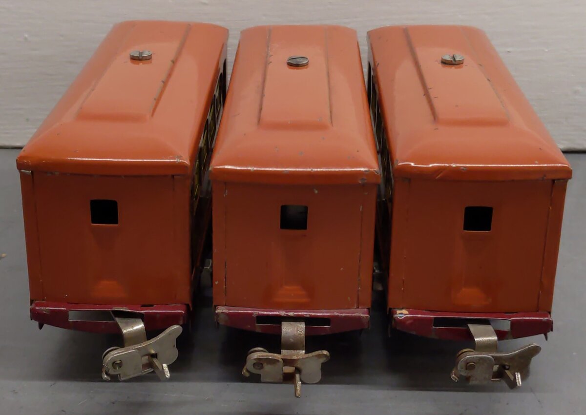 Lionel 529S Vintage O Prewar Terra Cotta Passenger Car Set: 529, 529, 530 (3)