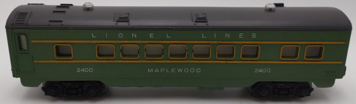 Lionel 2400 Vintage O Lionel Lines Green/Gray Maplewood Lighted Pullman Car VG