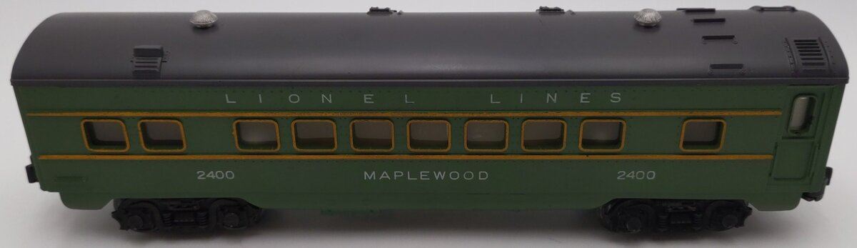 Lionel 2400 Vintage O Lionel Lines Green/Gray Maplewood Lighted Pullman Car VG
