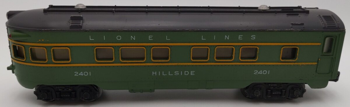 Lionel 2401 Vintage O Lionel Lines Green/Gray Hillside Observation Car VG