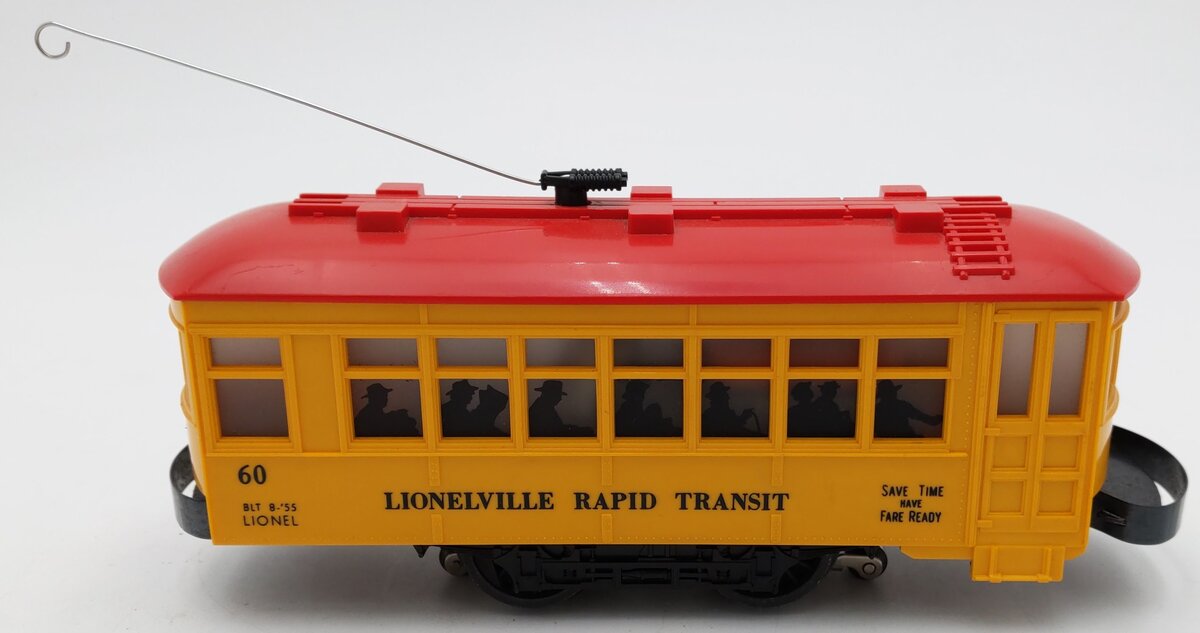 Lionel 60 Vintage O Gauge Postwar Lionelville Trolley with Black Lettering VG