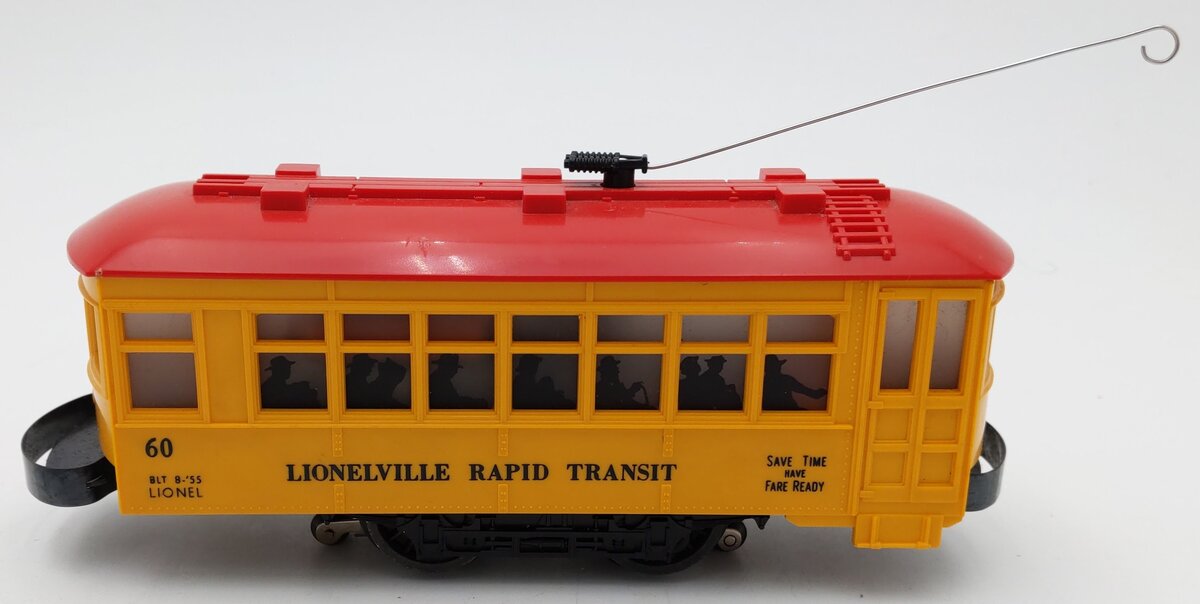 Lionel 60 Vintage O Gauge Postwar Lionelville Trolley with Black Lettering VG