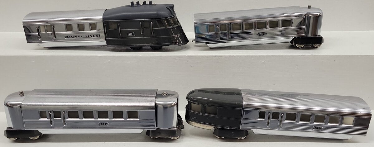 Lionel 616W Vintage O Prewar Flying Yankee Powered Streamliner (Set of 4)