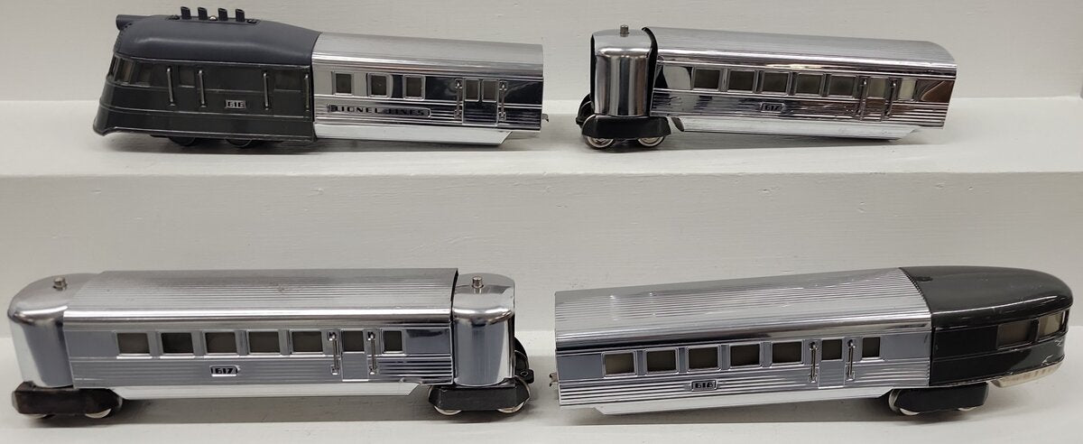 Lionel 616W Vintage O Prewar Flying Yankee Powered Streamliner (Set of 4)