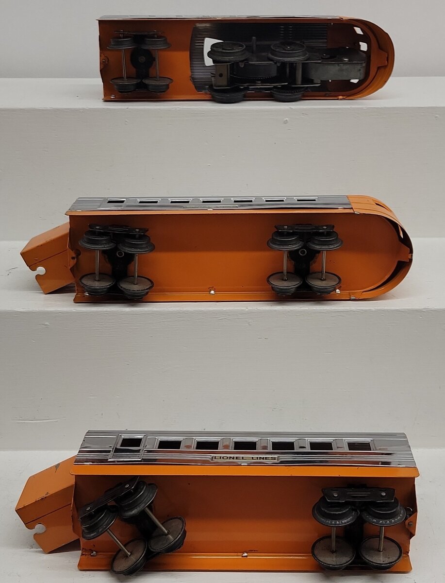 Lionel Vintage O 1700E, 1701 and 1702 Orange Junior Streamline Set VG