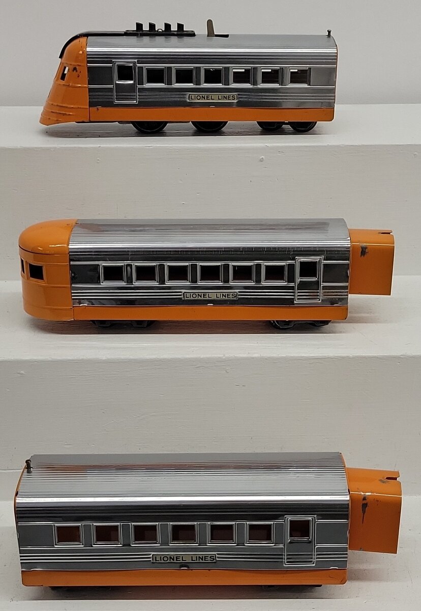 Lionel Vintage O 1700E, 1701 and 1702 Orange Junior Streamline Set VG