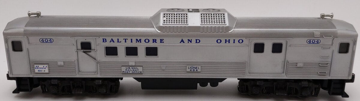 Lionel 404 Vintage O Baltimore & Ohio RDC Budd Baggage & Mail Car VG
