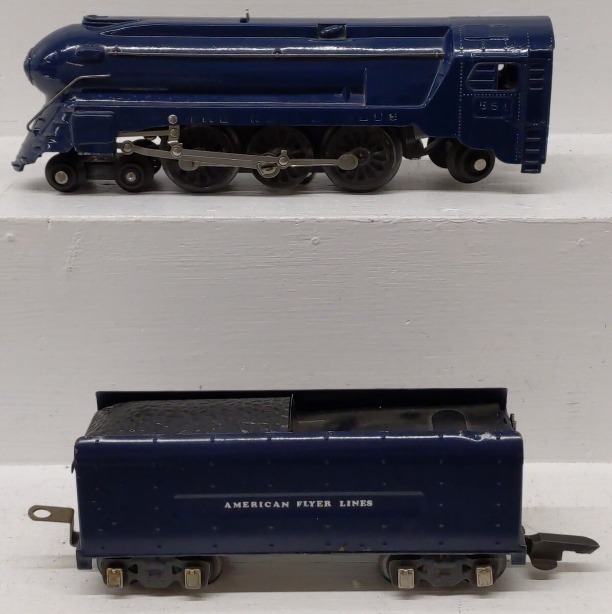 American Flyer 556 Vintage O Gauge Royal Blue 4-6-2 Steam Locomotive & Tender VG