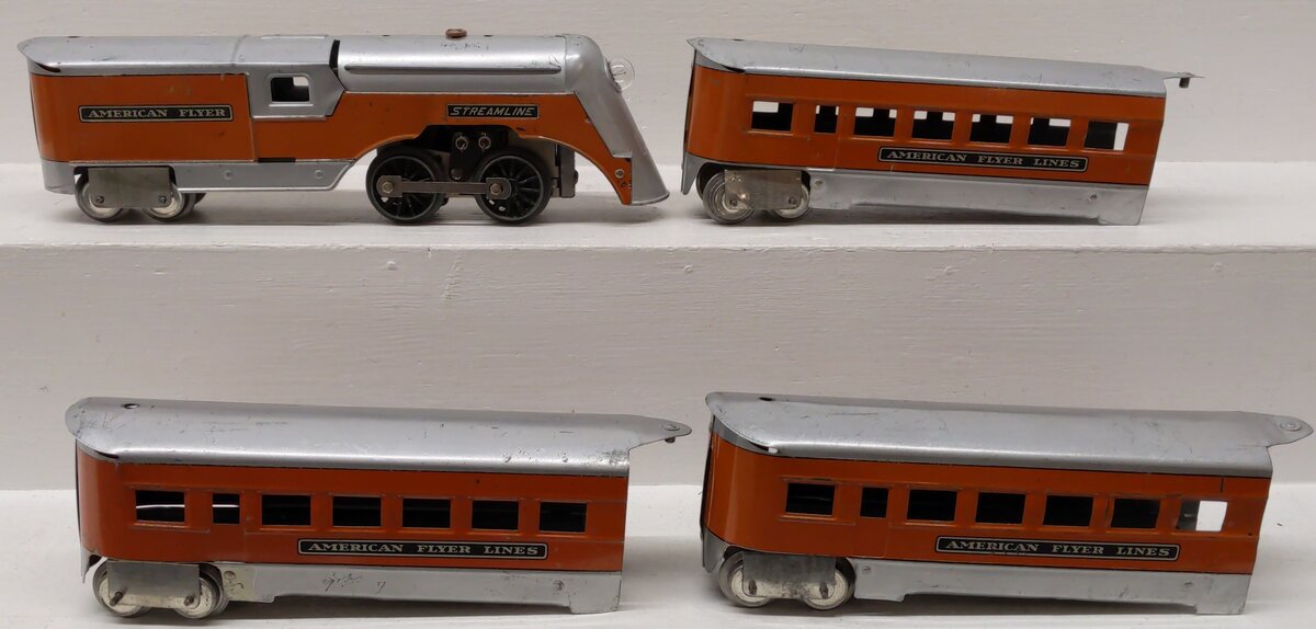 American Flyer Vintage O Prewar 4-Car Minnehaha Streamline Set (Set of 4)