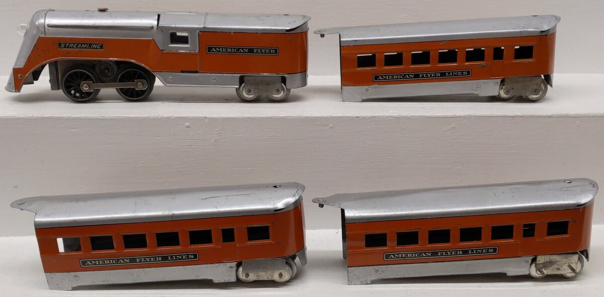 American Flyer Vintage O Prewar 4-Car Minnehaha Streamline Set (Set of 4)