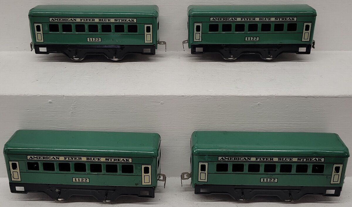 American Flyer 1122 Vintage O Blue Streak Tinplate Passenger Car (4) VG