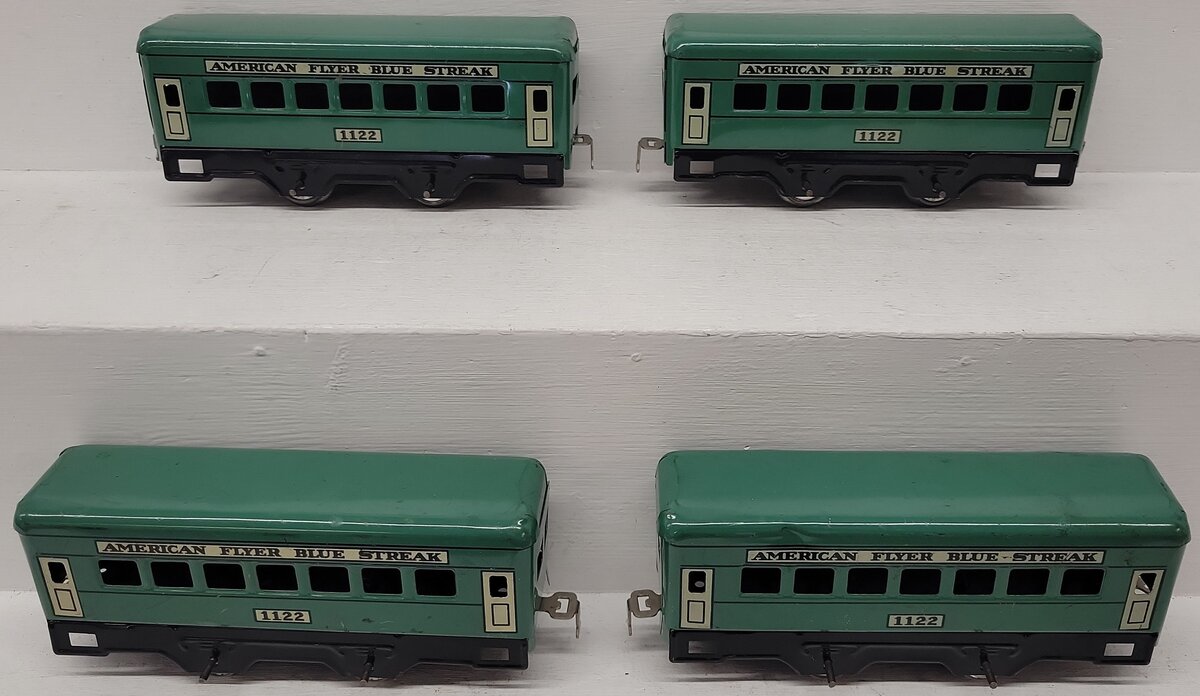 American Flyer 1122 Vintage O Blue Streak Tinplate Passenger Car (4) VG