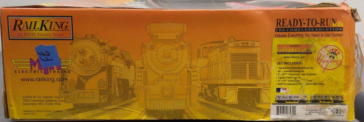 MTH 30-4122-1 Yankees RailKing Subway O Gauge Passenger Train Set w/PS2 EX/Box